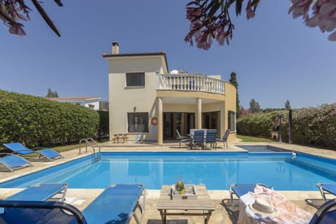 View from end of the garden to the villa