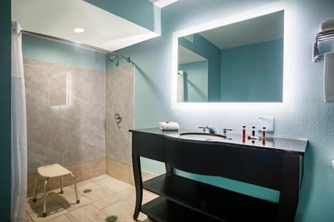 Room, 1 King Bed, Accessible, Non Smoking (Mobility) | Bathroom | Hair dryer, towels