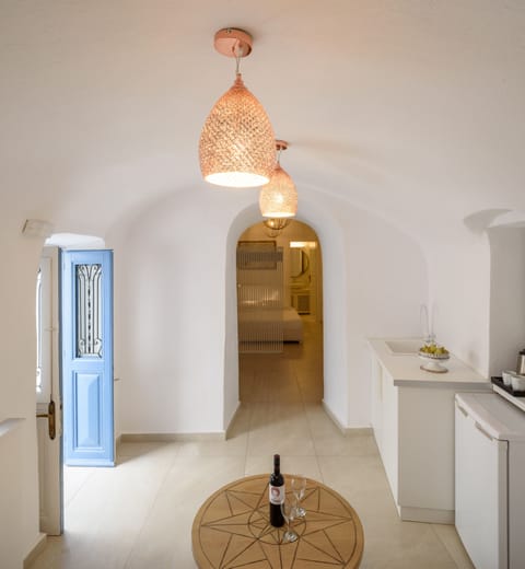 Apartment, 1 Bedroom (Cave, Outdoor Hot Tub) | Private kitchen | Fridge, electric kettle