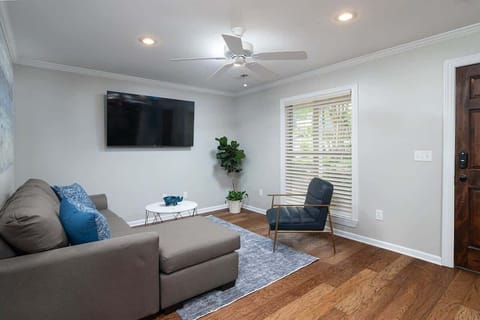 Cozy Living Room with large 55 inch TV