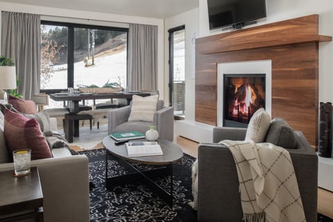 Living area with fireplace