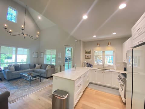 Open concept living room, dining room, and kitchen!