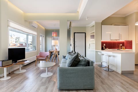 Luxury Penthouse, 2 Bedrooms, City View | Living area | 60-inch Smart TV with cable channels, TV, Netflix