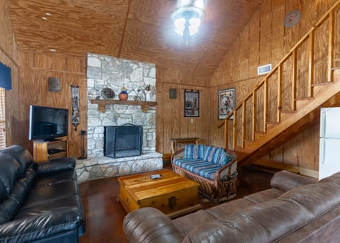Living room view of fireplace