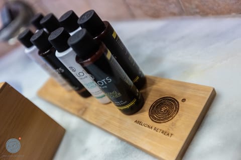 Shower, hair dryer, slippers