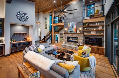 Enjoy the soaring fireplace in the great room