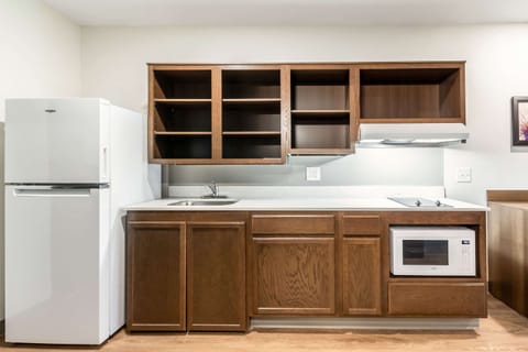 Room, 1 Queen Bed, Accessible, Non Smoking (Roll In Shower) | Private kitchen | Full-size fridge, microwave, stovetop