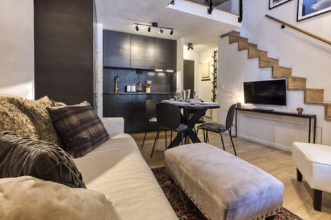 Living area and kitchen