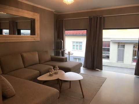 Apartment | Living room | 55-inch flat-screen TV with cable channels, Smart TV, DVD player