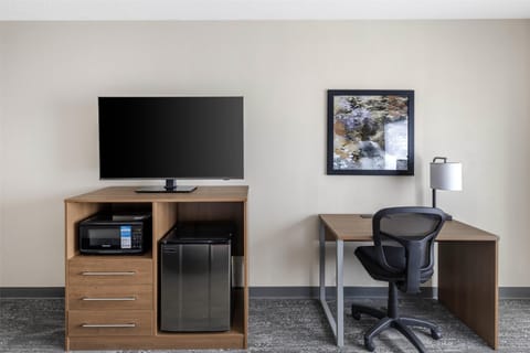 Premium bedding, desk, blackout drapes, iron/ironing board