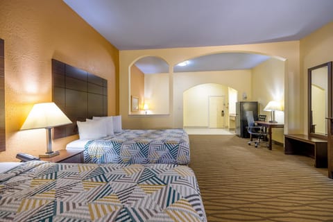 Pillowtop beds, blackout drapes, iron/ironing board, free WiFi