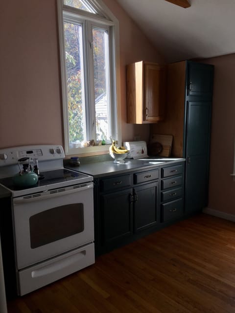 Spacious kitchen with high ceilings
