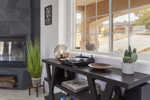 Games and a vinyl record player for your entertainment.