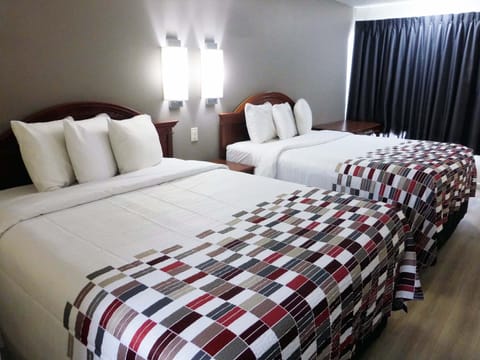 Desk, laptop workspace, blackout drapes, soundproofing