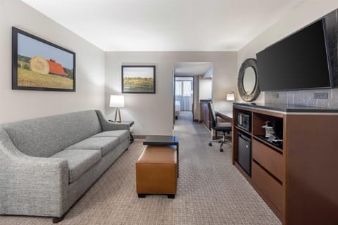 Desk, blackout drapes, iron/ironing board, free cribs/infant beds