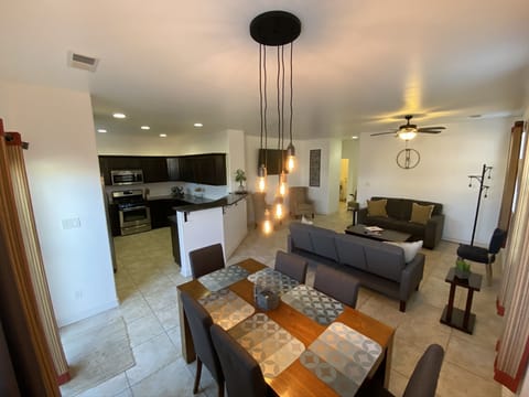 Kitchen, Living Room and Dining Room