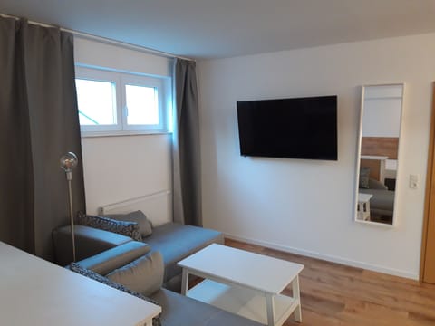 Basic Studio (Souterrain) | Living area | 55-inch flat-screen TV with cable channels, TV