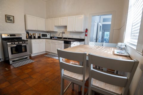 Spacious kitchen with stainless steel appliances
