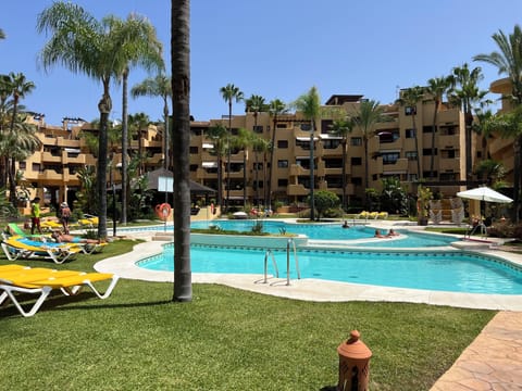 Pools of different depths with pool bar (Chiringuito) that opens July & August
