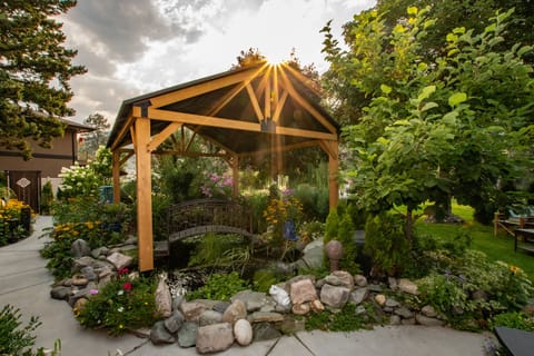 Enjoy the new gazebo over the pond beside the koi pond.