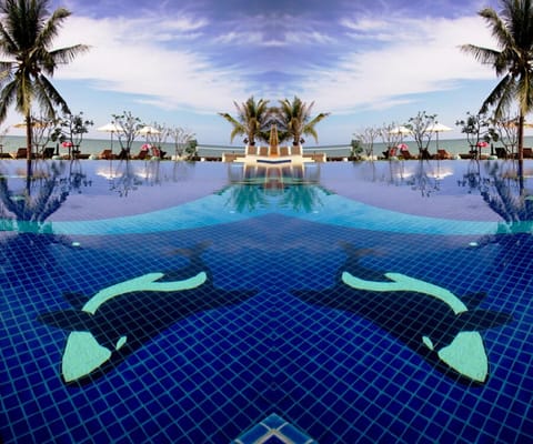 Outdoor pool, pool umbrellas