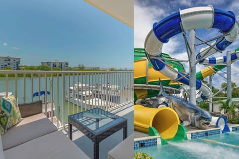 NEWLY REMODELED! Watch the boats pass and dolphins play from the unit's private balcony or water park the day away on the slides and lazy river!!