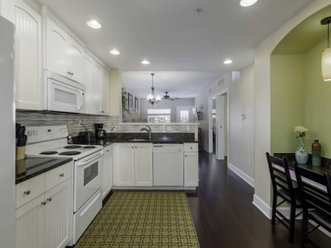 View of the kitchen from the front entrance