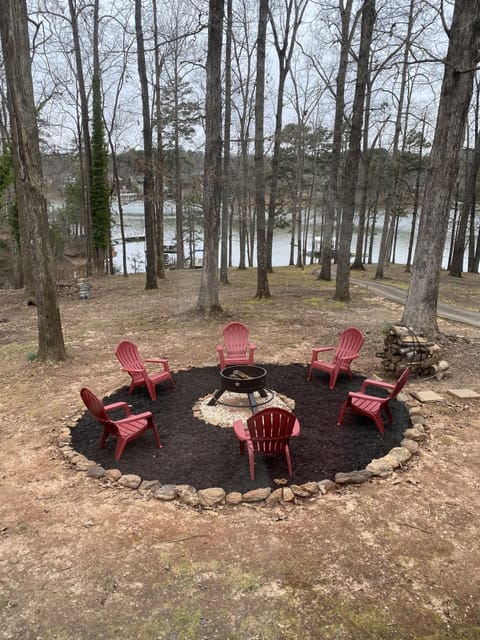 Newly upgraded fire pit area with unbelievable lake views!!