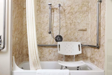 Standard Room, 2 Queen Beds, Smoking | Bathroom | Combined shower/tub, free toiletries, hair dryer, towels