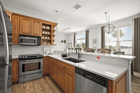 Both condos have full kitchens.