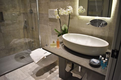 Superior Double Room | Bathroom | Combined shower/tub, rainfall showerhead, free toiletries, hair dryer