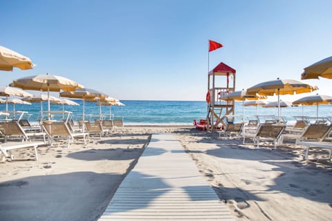 Private beach, sun loungers, beach umbrellas