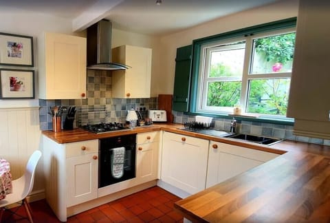 Fully equipped kitchen with views into the garden
