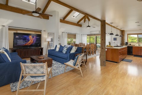 Large open living, dinning with AC