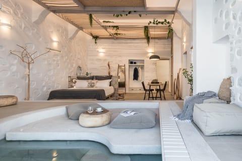 Deluxe Apartment, 2 Bedrooms, Sea View (Mini Pool- Hot Tub) | Living area | Flat-screen TV