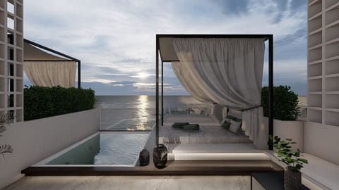 Deluxe Double Room, 1 King Bed, Jetted Tub, Sea View | Terrace/patio
