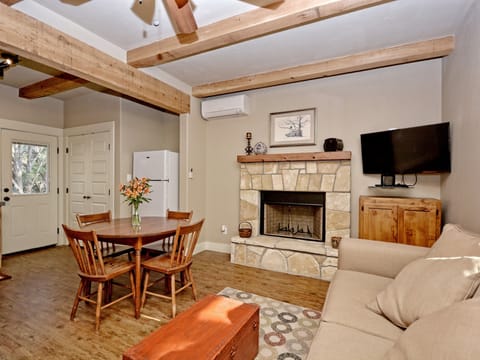 Fire place and dining area