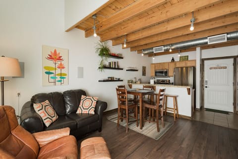Living room and kitchen area.
