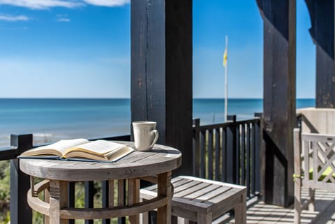 Ocean View Balcony with Outdoor Bar Table and Stool.