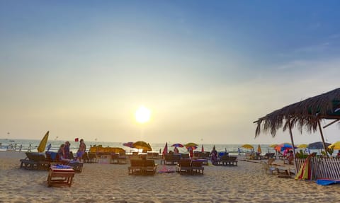 On the beach, white sand