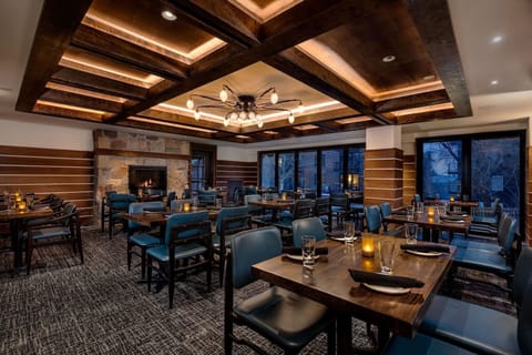 Dinner at Spur Restaurant & Bar comes with views of Teton Mountain Lodge.