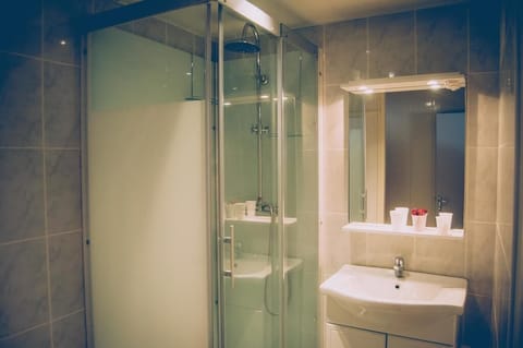 Comfort Double Room | Bathroom | Shower, free toiletries, hair dryer, towels