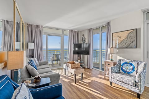 The ocean front living room is fabulous for movie night with the family.