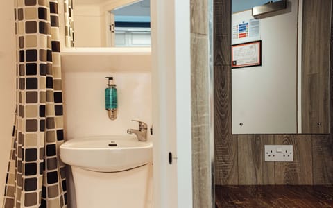 Shower, free toiletries, hair dryer, soap