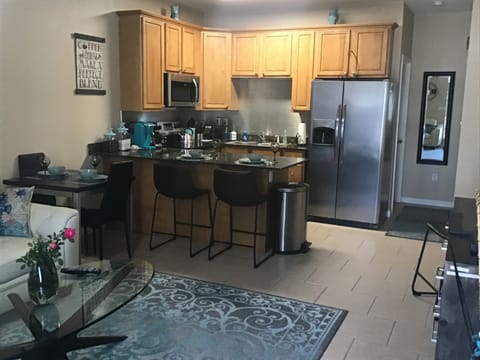 Kitchen, table folds out to seat 4