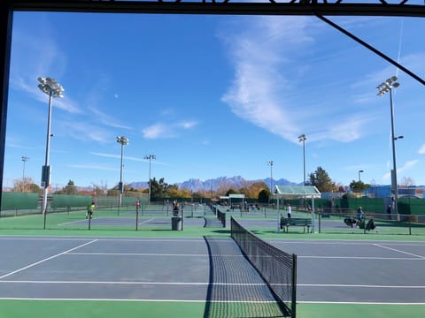Public tennis court across the street