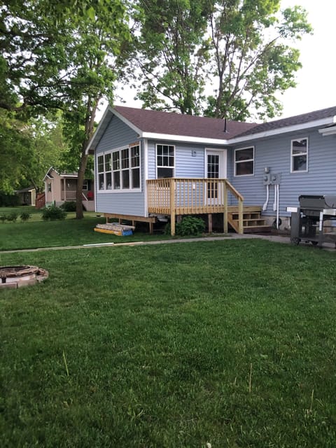 Spacious sunroom with great views of the lake. 