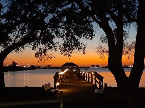 5 minute walk to Indian River Lagoon Pier to see sunsets from the Island.