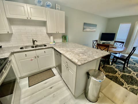 Stainless appliances and granite counter tops.