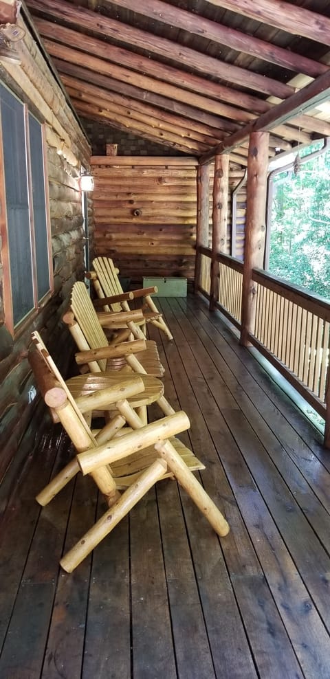 Locally sourced handmade log furniture.